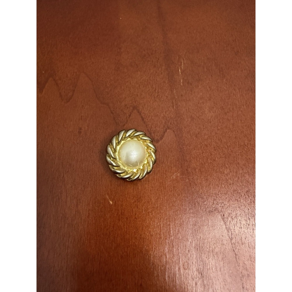 Pearl & Gold Costume Buttons: 1 1/8" Gold Metal Coated Vintage 80s Shank Buttons